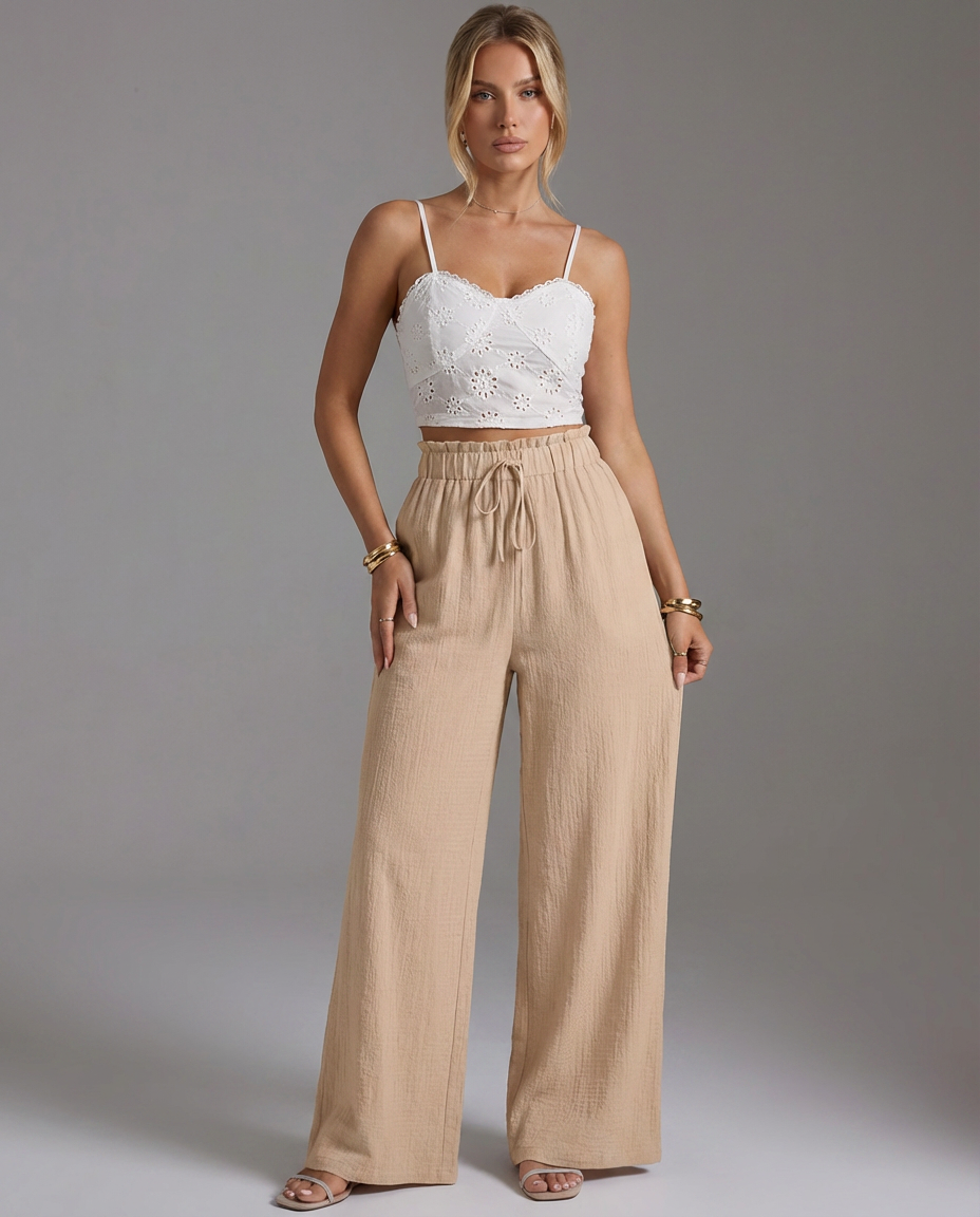 Madeleine™ | Pantalón de cintura alta y pierna ancha para una elegancia natural