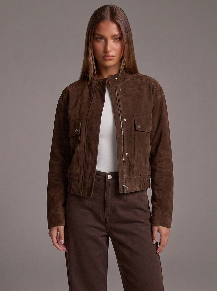 Valérie™ | Cazadora bomber efecto ante de elegancia contemporánea