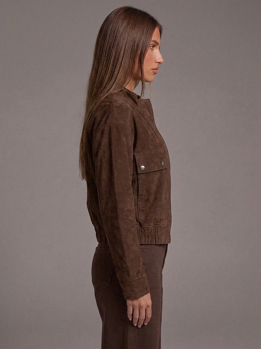 Valérie™ | Cazadora bomber efecto ante de elegancia contemporánea