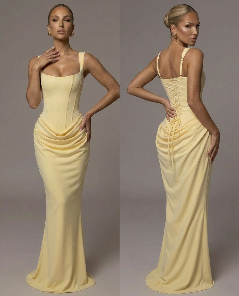 Sara™ | Vestido largo fruncido de elegancia francesa