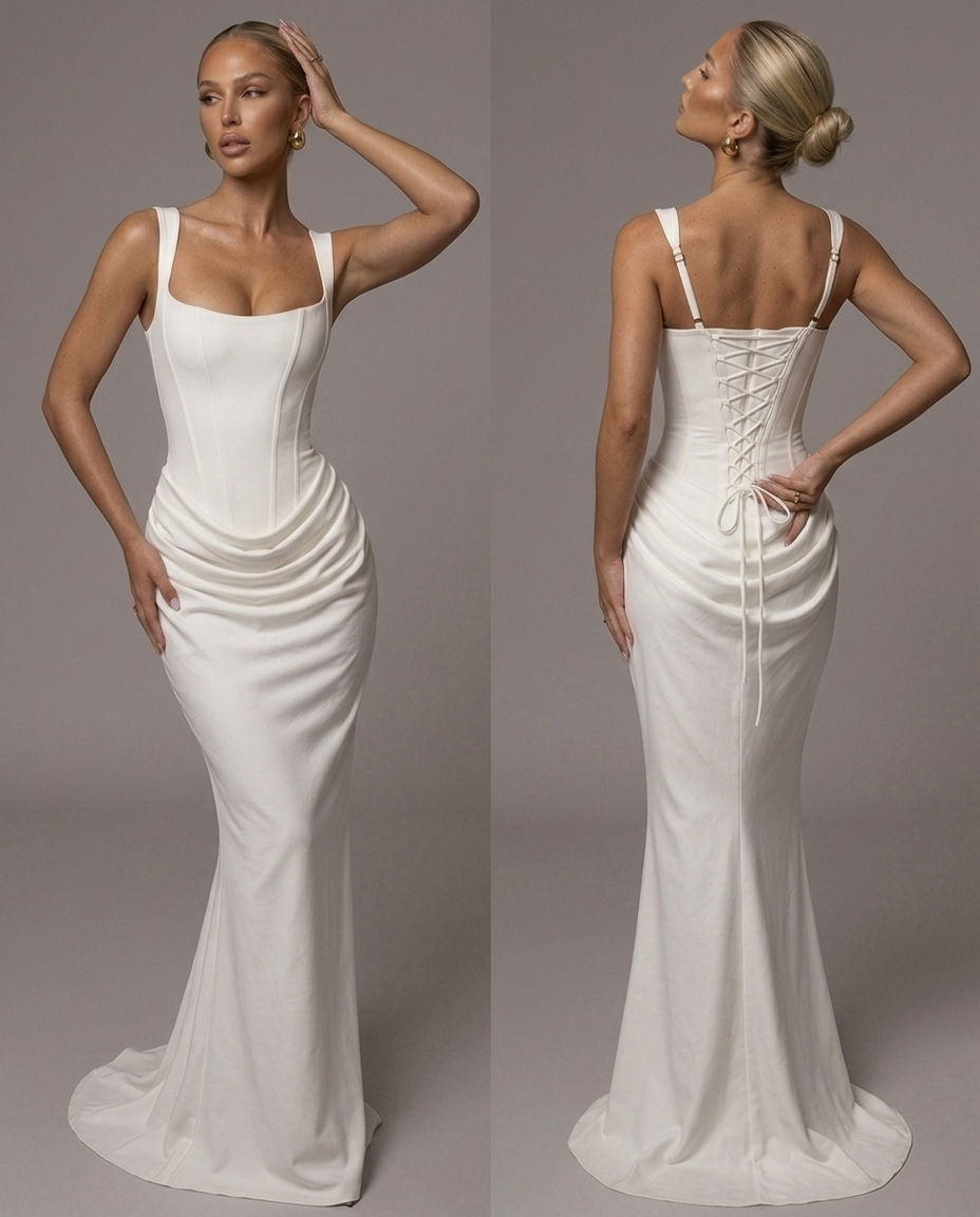 Sara™ | Vestido largo fruncido de elegancia francesa