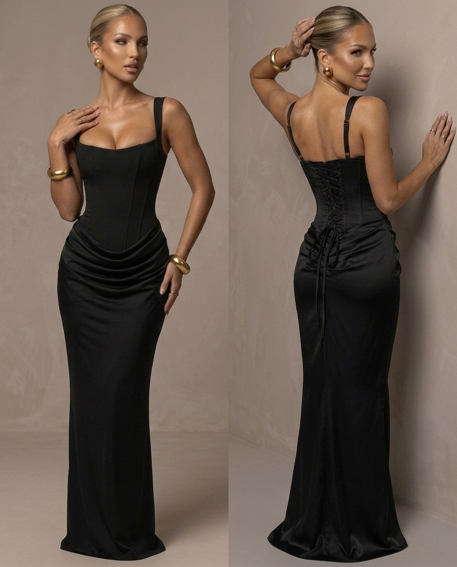 Sara™ | Vestido largo fruncido de elegancia francesa