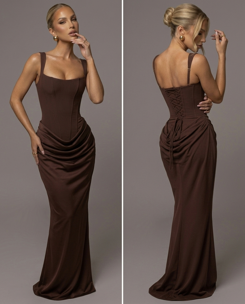 Sara™ | Vestido largo fruncido de elegancia francesa